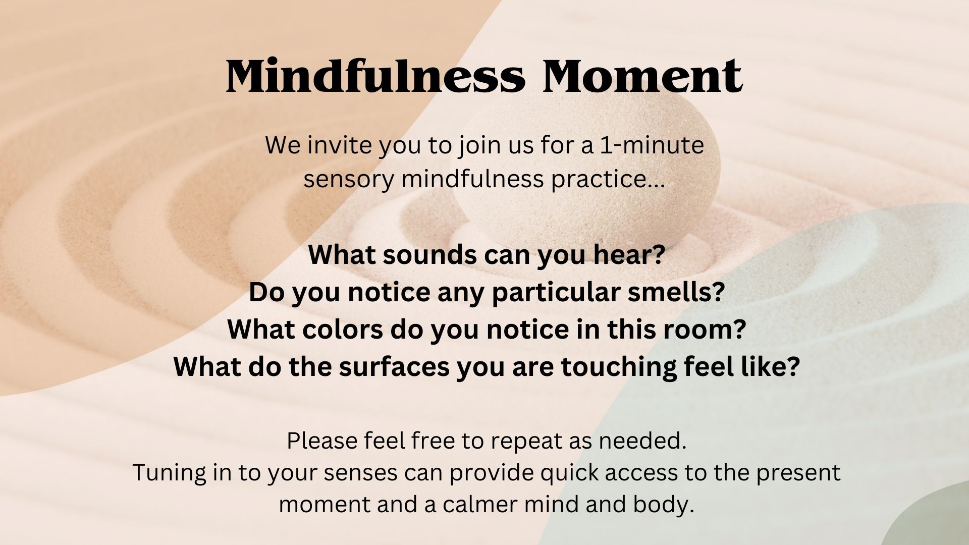 Mindfulness exercise walkthrough using senses
