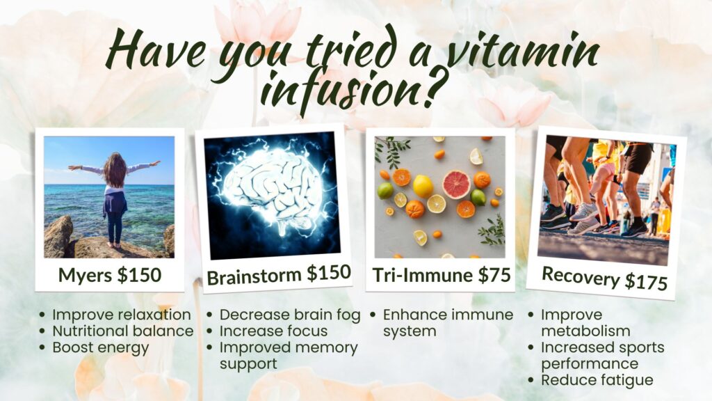 IV vitamin infusion menu